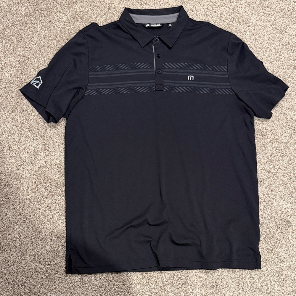 Travis Mathew Black Men's Polo with Subtle Chest Stripe